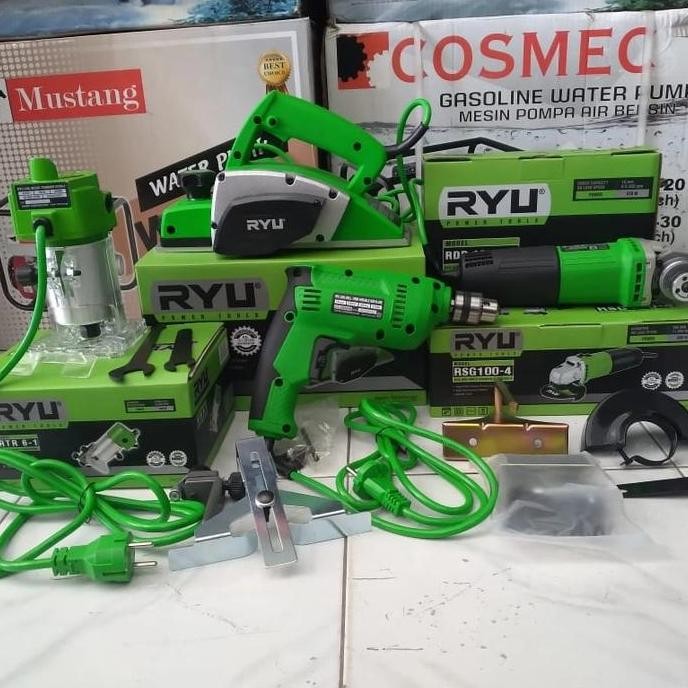 Paket pertukangan RYU mesin serut+ jigsaw RYU+gerindra RYU+profil