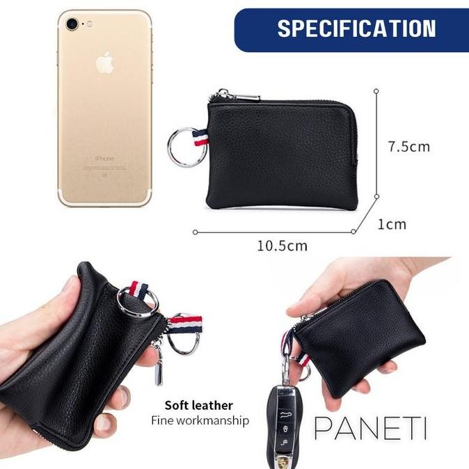Dompet Pria Terbaru Dompet Koin Pria Paneti Ultra Thin Mini Zipper Pouch Kulit Asli