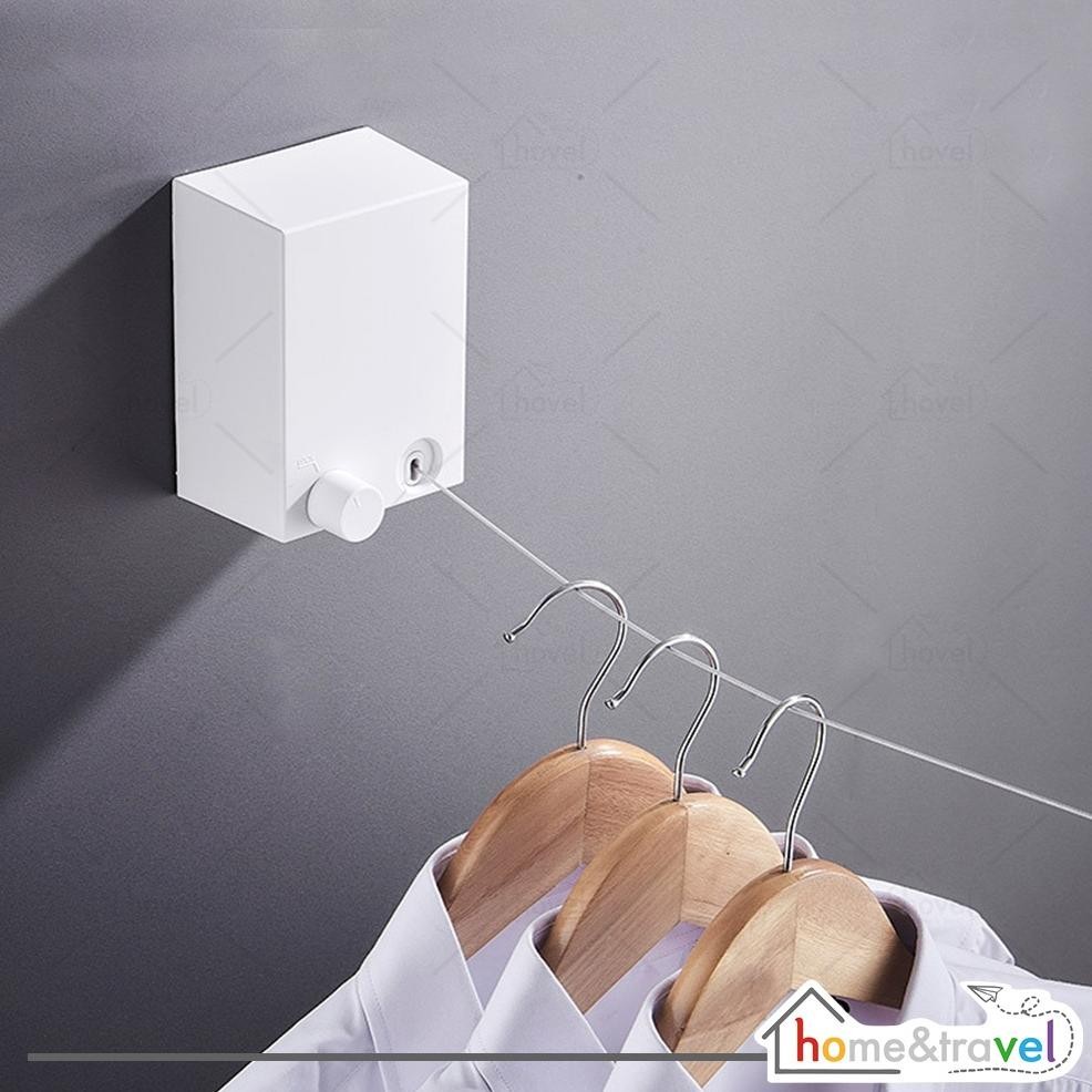 Kekinian Hovelshop Jemuran Kawat Portable Ruangan Indoor Tali Tarik Fleksibel Retractable Clotheslin