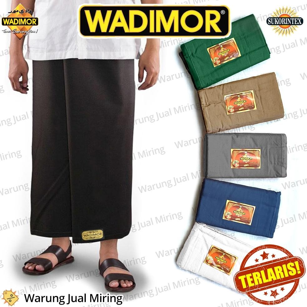 Sarung WADIMOR Hitam Putih Polos Premium Original Dewasa Anak Grosir Kain Samping Tumpal Sholat Sant