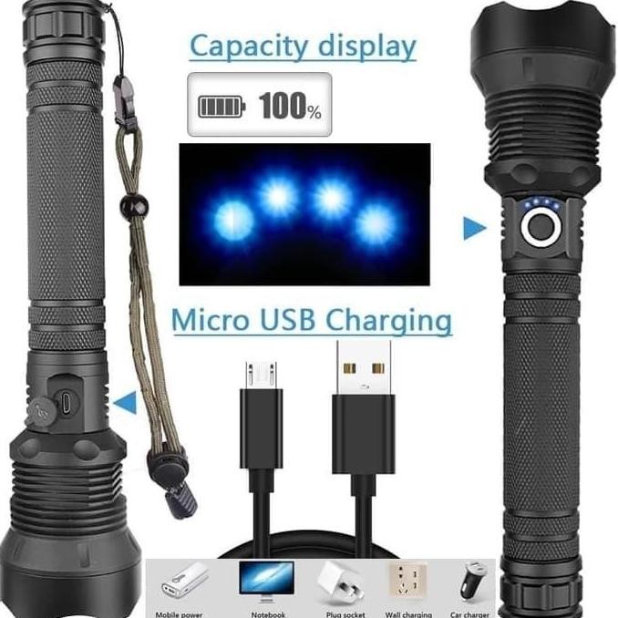 TERBARU Senter LED XHP70 KING SANCA 5000 Lumen I Senter LED PALING TERANG Paling Besar Senter SWAT P