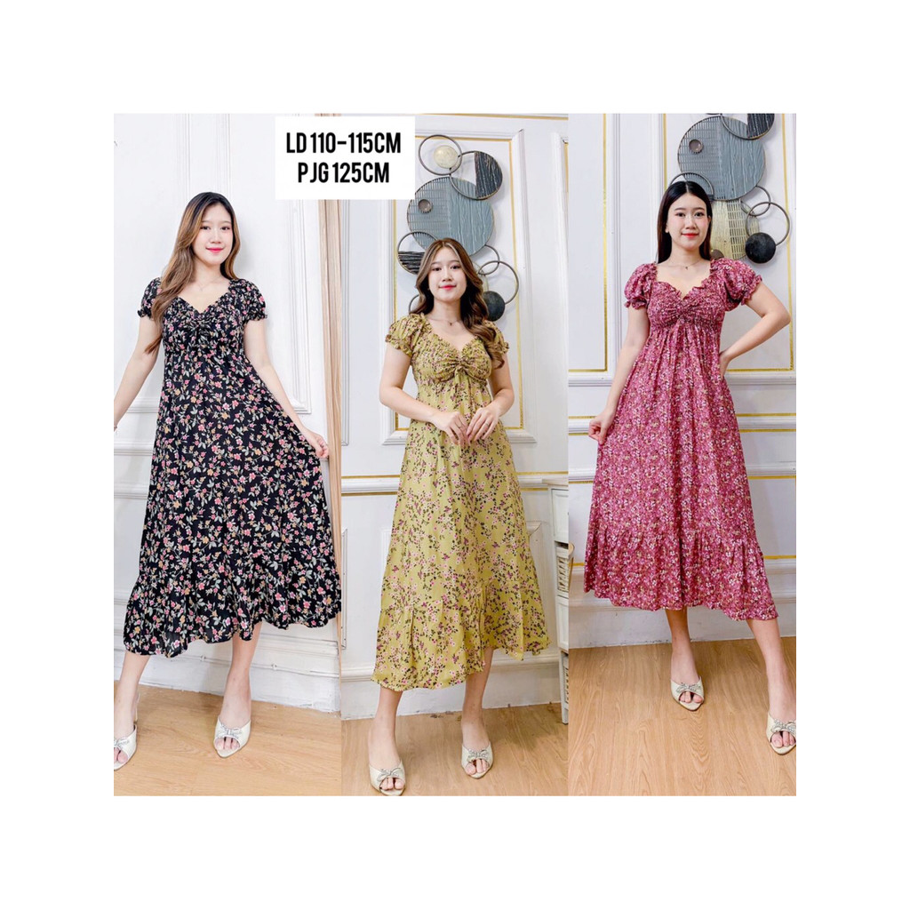 Grosir Daster - Daster Kerut Dada Lengan Pendek - Daster Panjang serut Bahan rayon bali ld 110-115