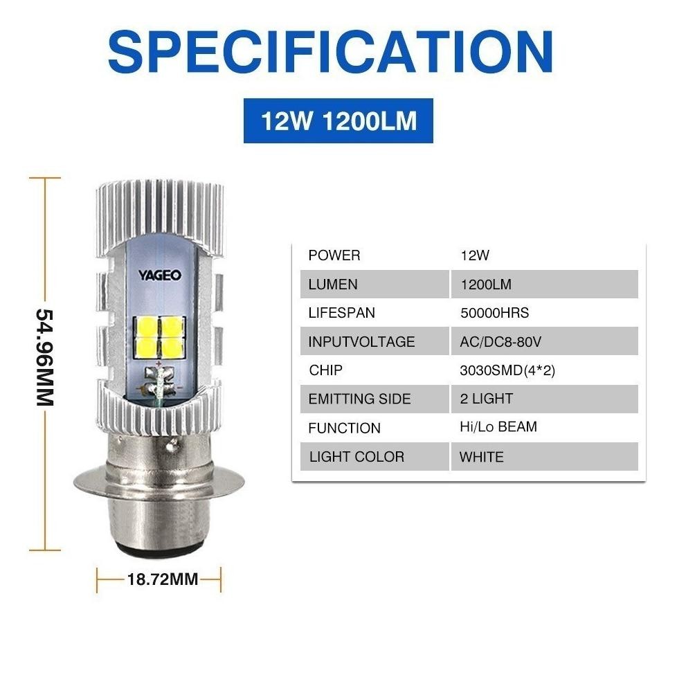Berkualitas Cod Lampu Depan Motor Led Philips-Lampu Led 2Sisi H6 Arus Dc P15D M5 Bst Bohlam Lampu De