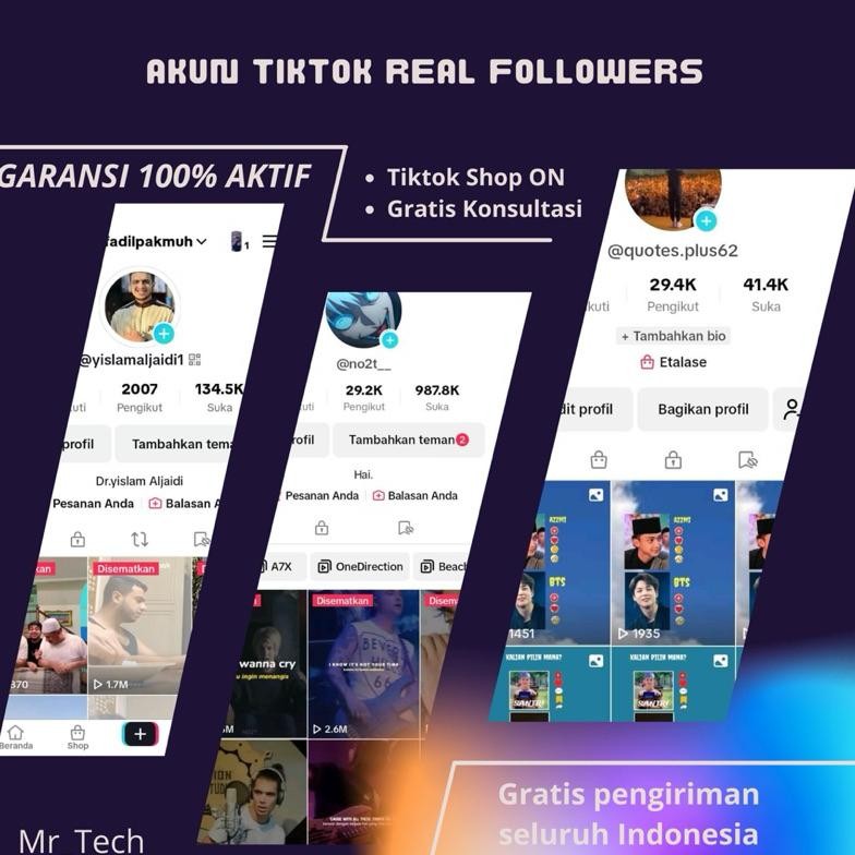 Akun Tiktok 1K-20K Hasil Fyp Indo Aktif Garansi 100%