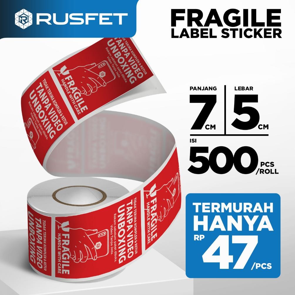 

Fue-K5X20 Stiker Unboxing 7X5Cm Fragile Sticker Label Video Unboxing Per Roll Gq-68