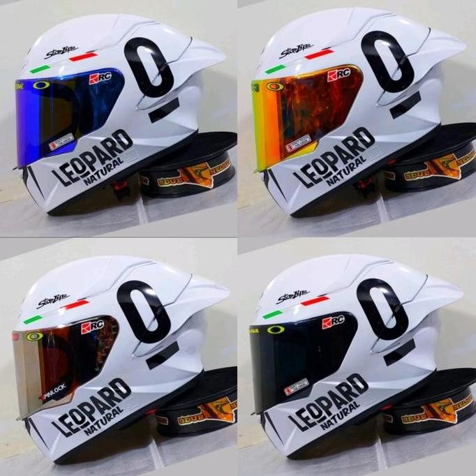 HELM FULL FACE  TTC MLA|TT COURSE LEOPARD WHITE PAKET GANTENG L19