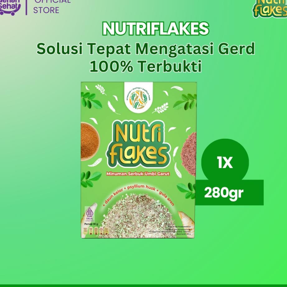 

Nutriflakes Sereal Umbi Garut Solusi Aman Atasi Asam Lambung 1 Box