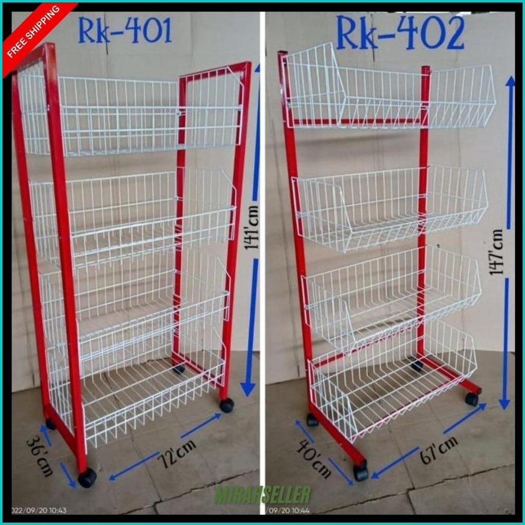 Rak [K402] Ceker Besi Merah/Rak Indomaret/Rak Besi Tebal/Rak Jualan/Rak Kuat Terlaris