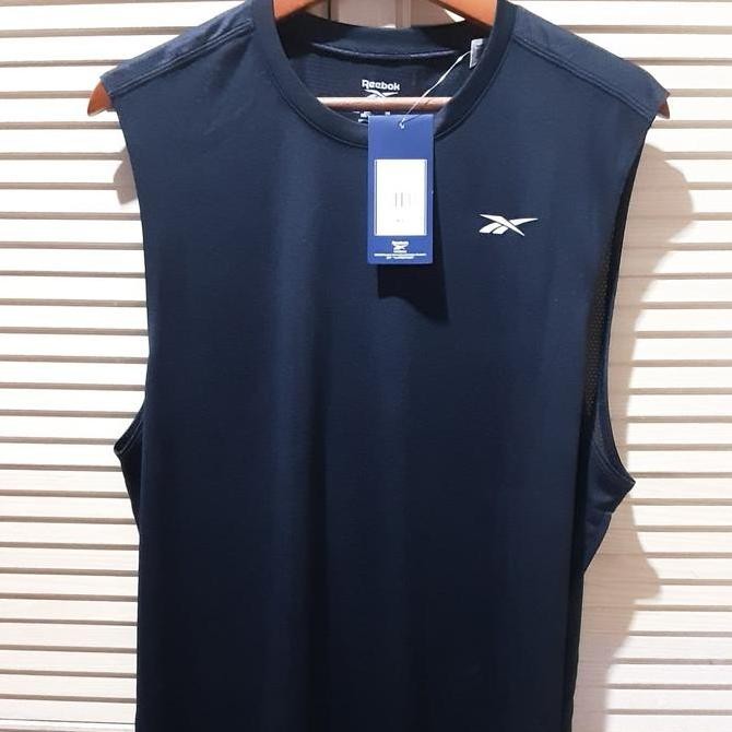 REEBOK Tanktop Dryfit Pria-Hitam Logo Putih