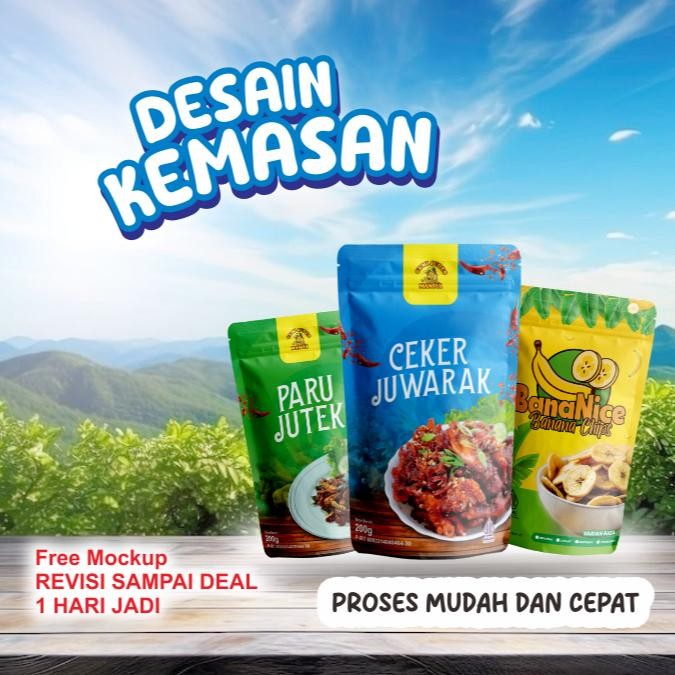 Desain Kemasan Standing Pouch Custom / Design Packaging Mockup Center Seal Sachet  Tube Murah