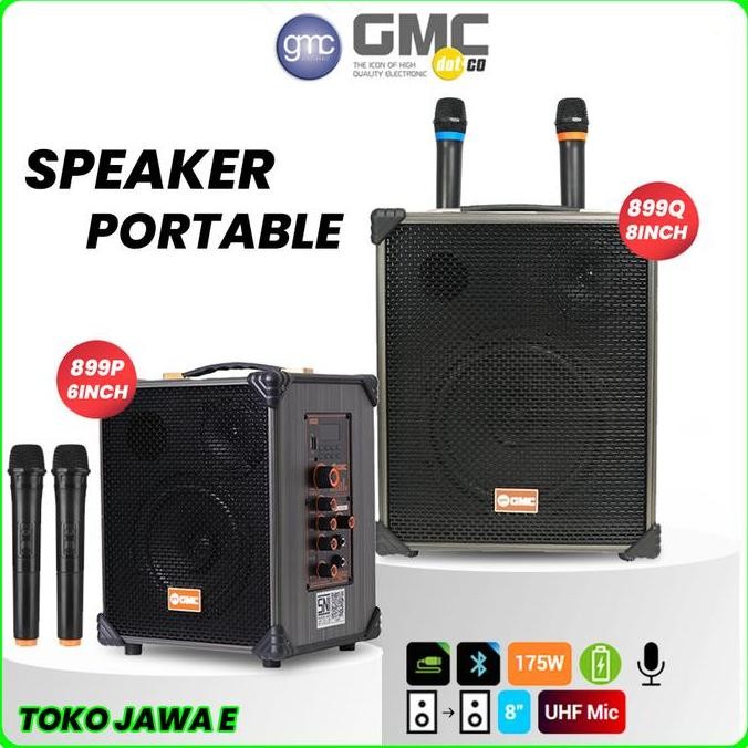 SPEAKER PORTABLE BLUETOOTH GMC 899Q UKURAN 8 INCH/GMC 899P 6 INCH - FREE MIC 2 BH ORIGINAL DAN TERPE