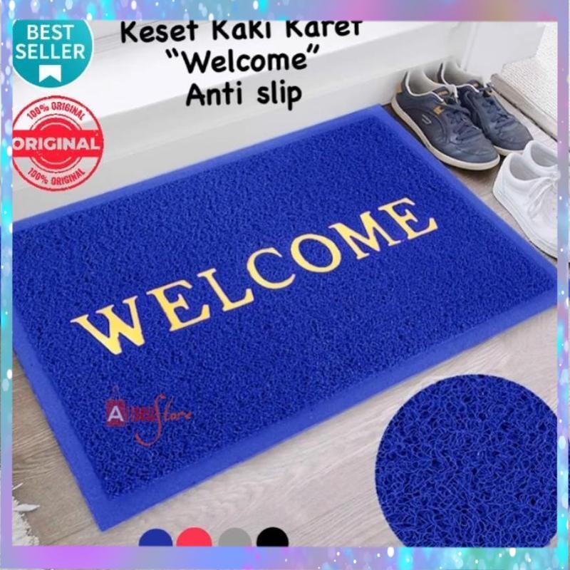 Bisa COD (BISA COD) PROMO Keset Kaki Karet Welcome Keset Lantai Anti Slip / Keset Kamar Mandi Tebal 