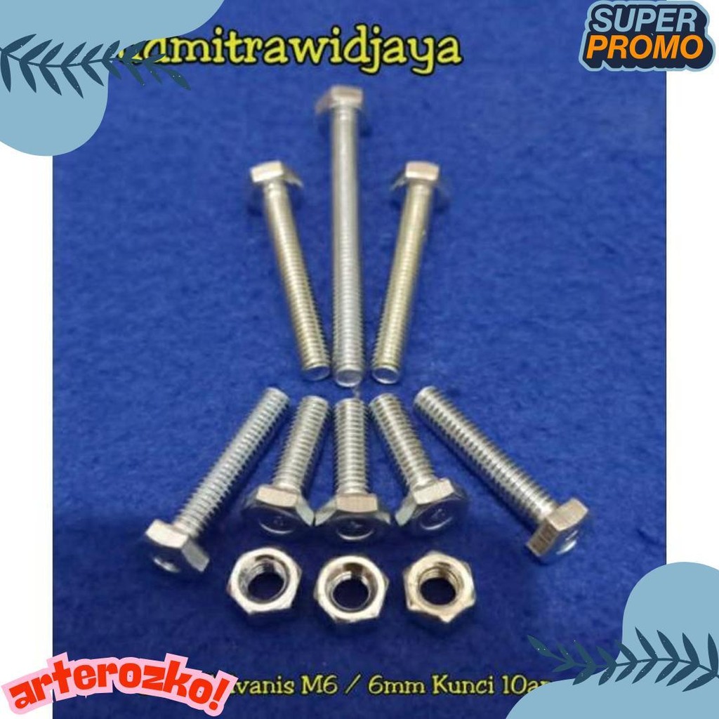 50% Off Baut Kunci 10 Panjang 1Cm 2Cm 3Cm 4Cm 5Cm 6Cm 7Cm Baut Galvanis M6 6Mm Kunci 10An 10Mm Baut 
