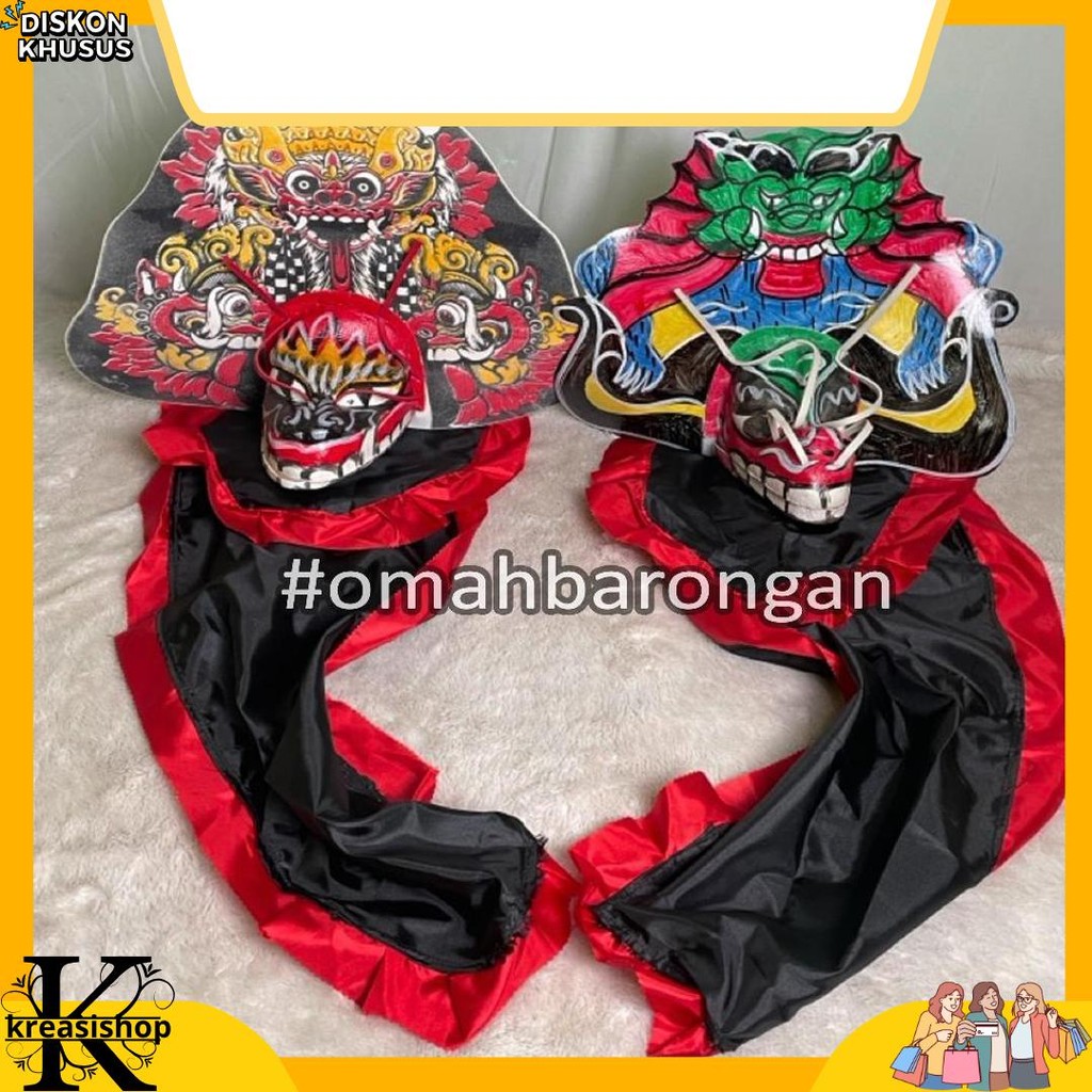 Mainan Anak Stelan Kaos Celana Reog Ponorogo dan Barongan Devil Caplokan Spon Free Embong Kemul Term