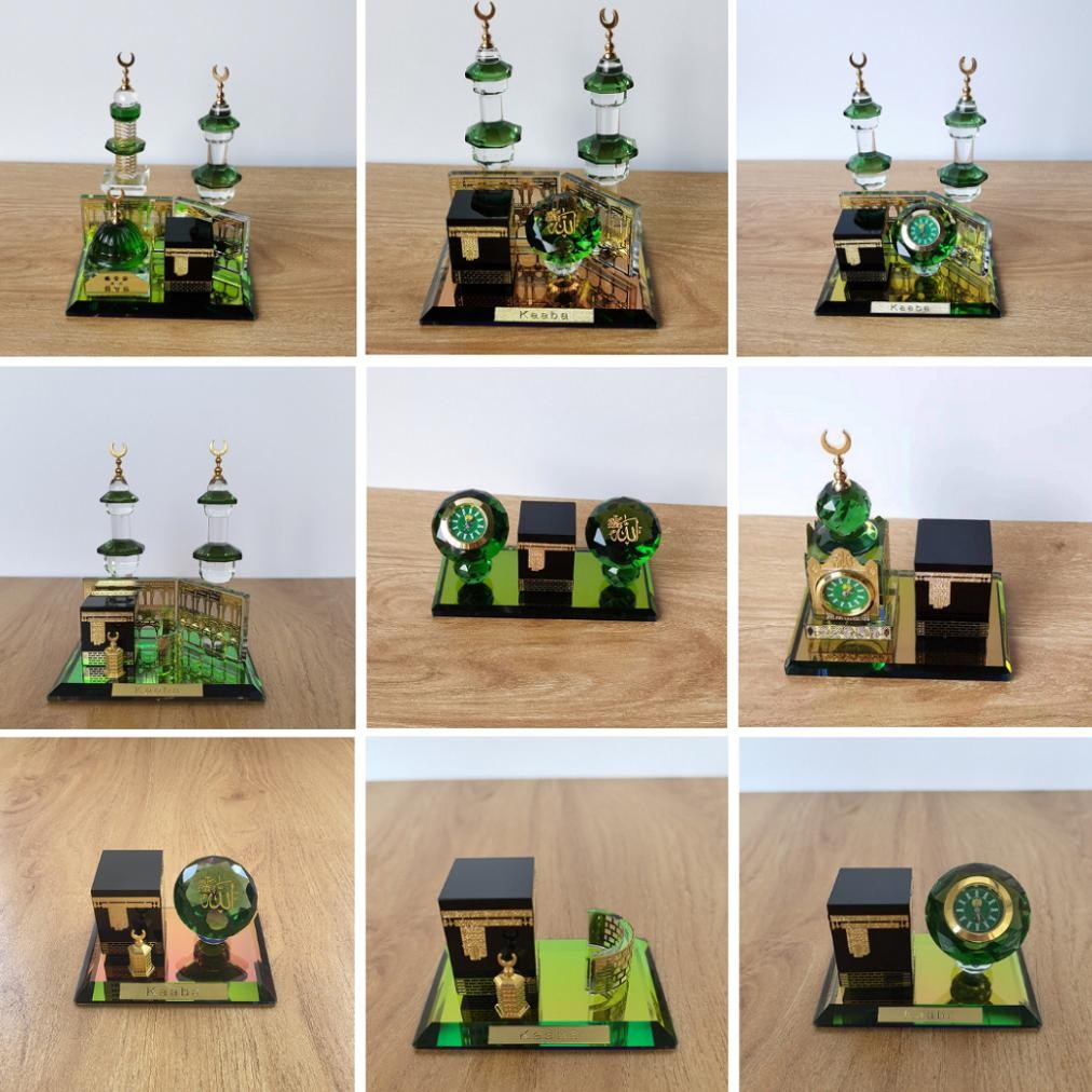 Miniatur Kristal Kabah Menara Jam Tower Mekah / Ka'bah Menara Pajangan Meja kristal