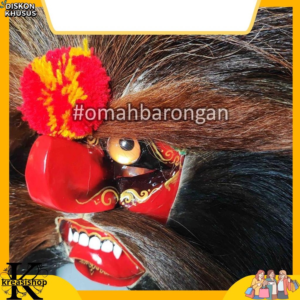 Topeng Ganongan Premium Full Bulu Kuda Asli Rambut Nyulak New