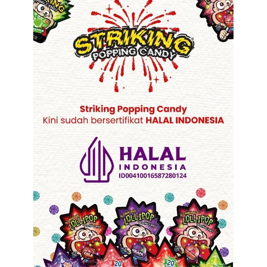 

Striking Popping Candy 30 Gr ( Isi 20 Pouches )