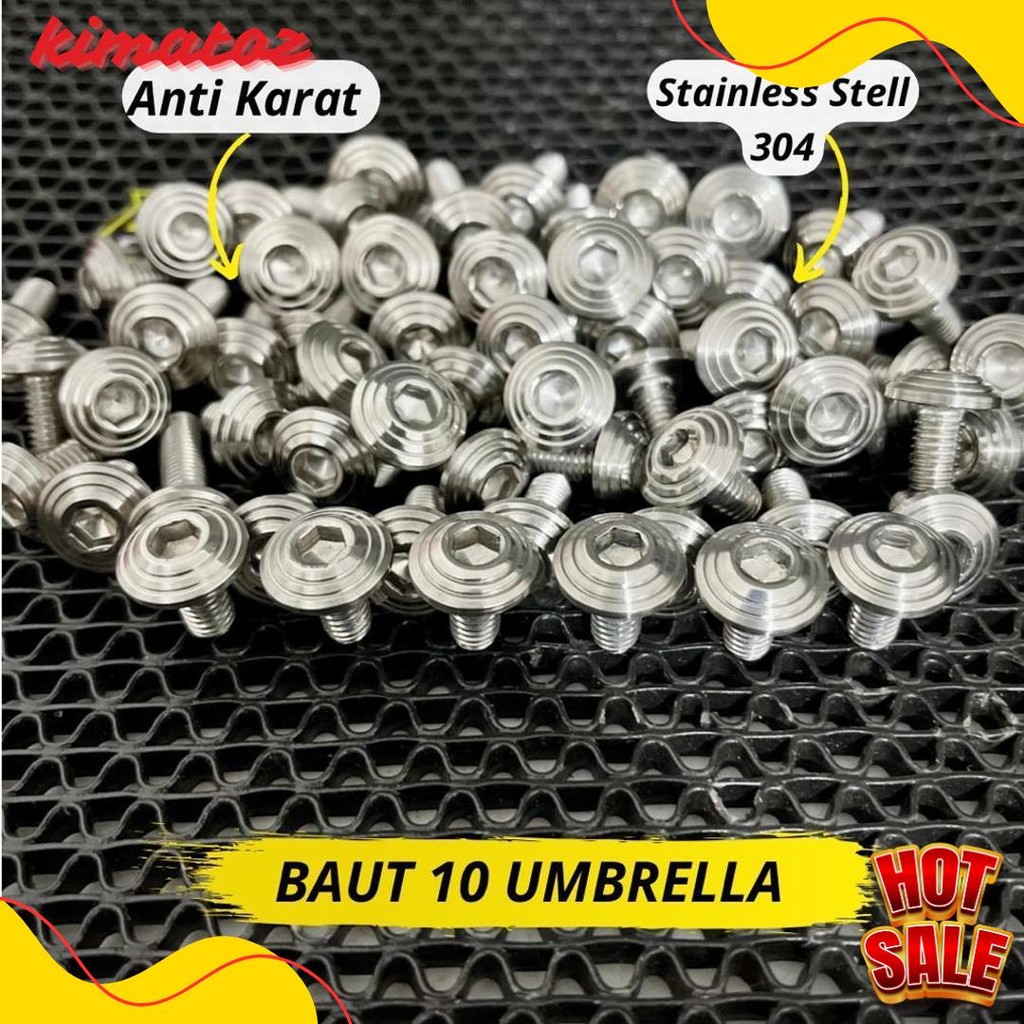 Cusss Serbu Baut 10 Stainless Baut M6 Lebar Custom Model Spiral Payung
