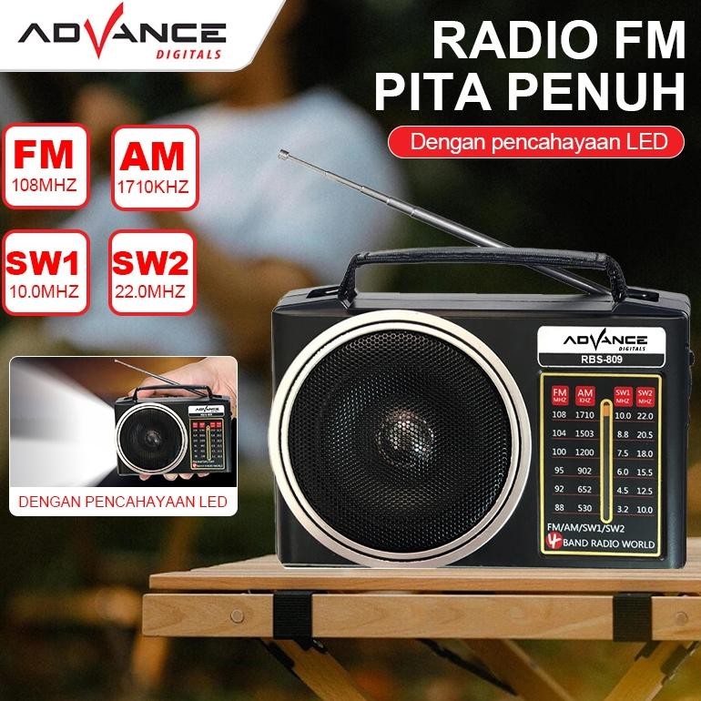 Advance Radio Speaker FM/AM/SW1/SW2 Portable 4 Band Pocket Radio mini dengan senter