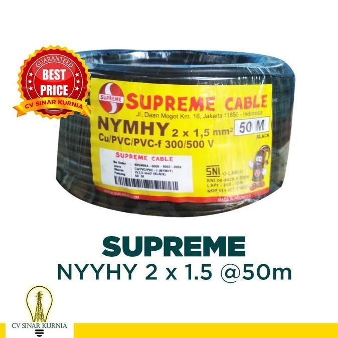 TERBARU - Kabel Listrik NYYHY 2x1.5 mm 2x1,5 SUPREME| SUPREME Kabel NYYHY| 50M