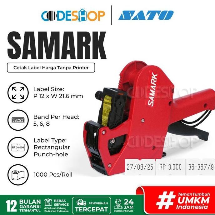 

BEBAS ONGKIR - SATO SAMARK Handlabeller Mesin Cetak Print Tembak Baris Line 8 DIgit Angka Hand Label