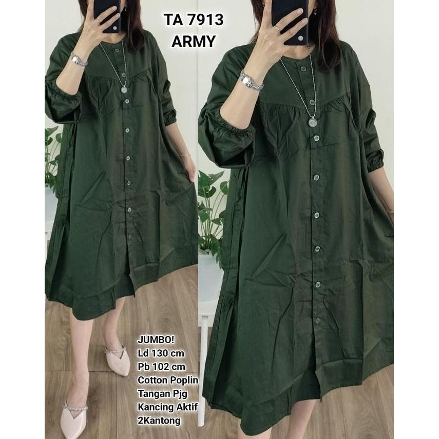 TA 7913 tunik jumbo cotton poplin babydoll Cantik Katun Muslim Nyaman JS