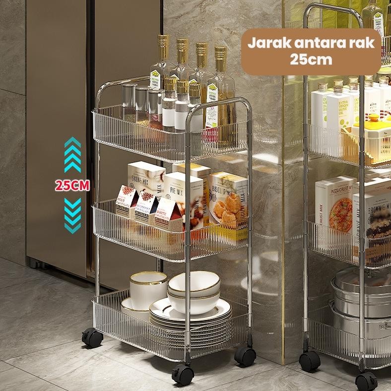 Rt-4 Megam Rak Troli Susun Kosmetik Serbaguna Rak Kamar Mandi Dapur Rak Serbaguna Ikea Rak Trolley R