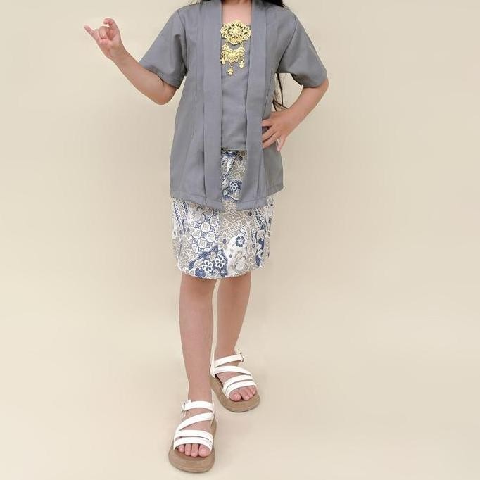 DF291>> Kata Kids Kebaya Kutubaru Katun Pendek/Setelan Kebaya Anak