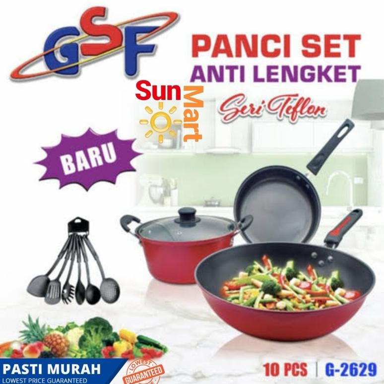 PANCI SET GSF G-2629 / PANCI SET SPATULA GSF 2629 / PANCI SET SERI TEFLON SPATULA 10PCS GSF 2629 / P