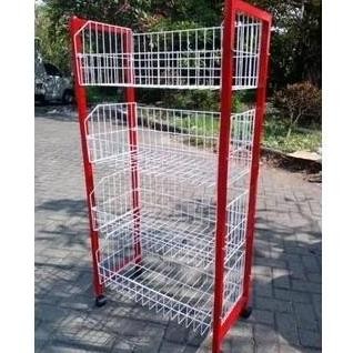 TERBARU - RAK CIKI MINIMARKET MERAH SS 4 / RAK MINIMARKET SUSUN 4 / RAK CIKI SUSUN Besi