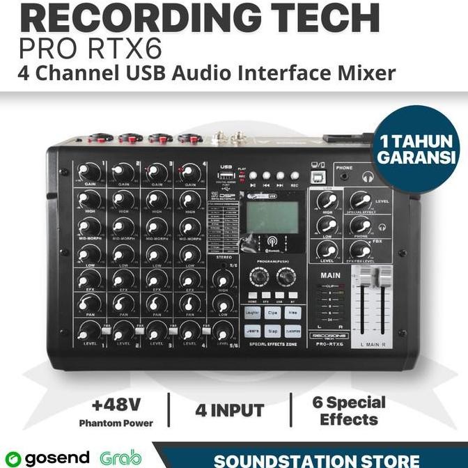 Recording Tech Pro Rtx6 Usb Audio Mixer Recording, Podcast Studio