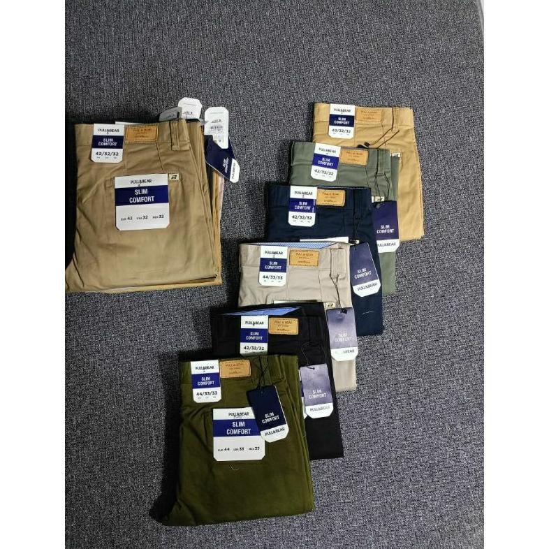 Big Sale Pull & Bear celana chino pria slim fit stretch premium import original branded clana katun 