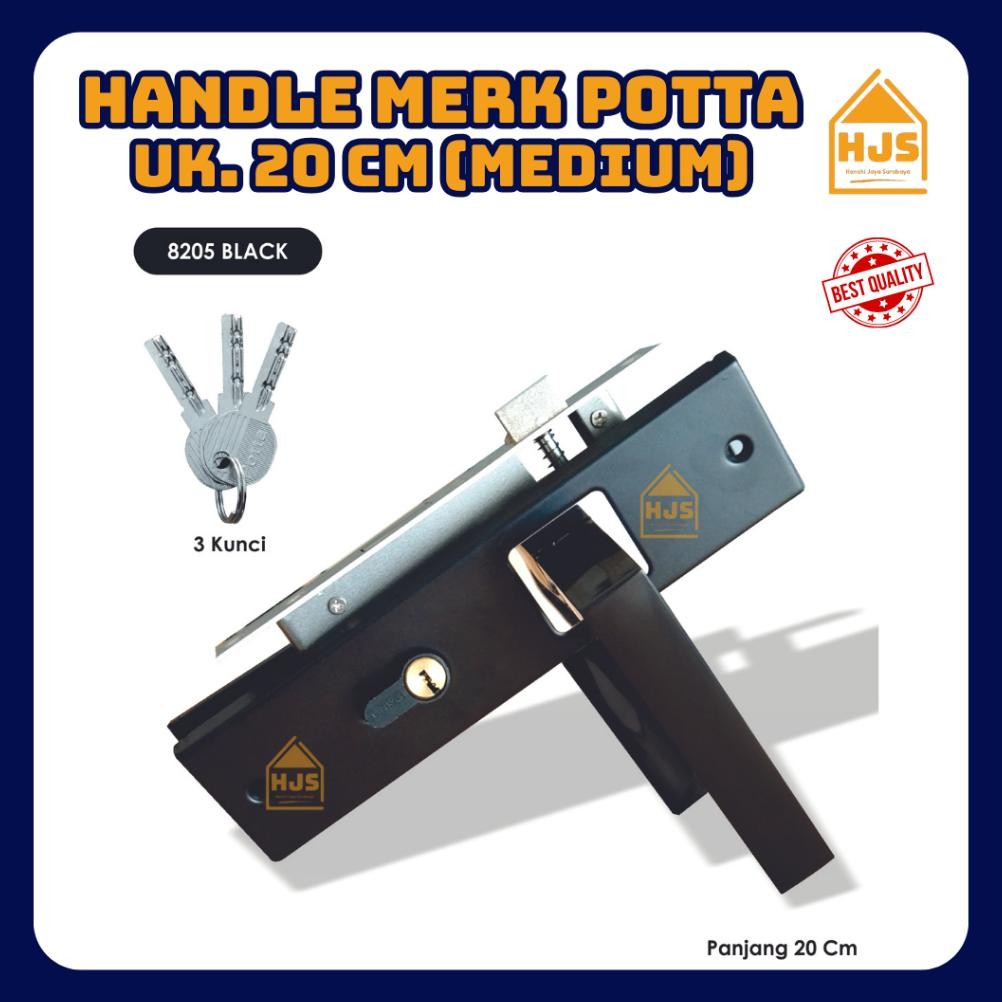 9.9 Nl-8 [Hjs] Gagang Kunci Pintu / Handle Pintu Komplit Ukuran Tanggung 20 Cm Bulat Kotak Potta Hit