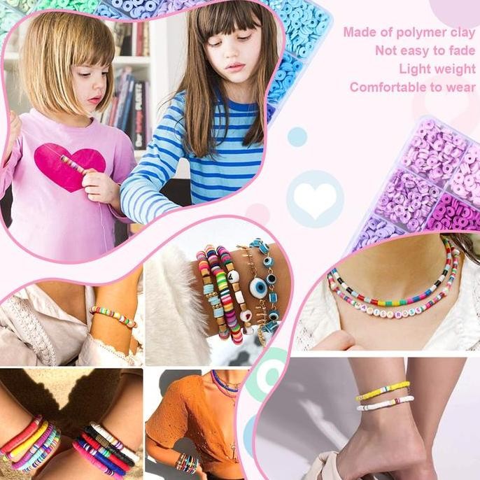 Clay Beads Bracelet Making Kit Flat Beads Boho Jewelry Making Acce Polymer Clay Chips Bead for DIY E