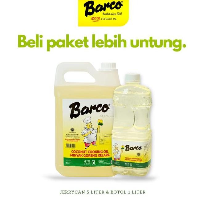 

New!! Minyak Goreng Kelapa Barco Jerrycan 5 Liter + Botol 1 Liter