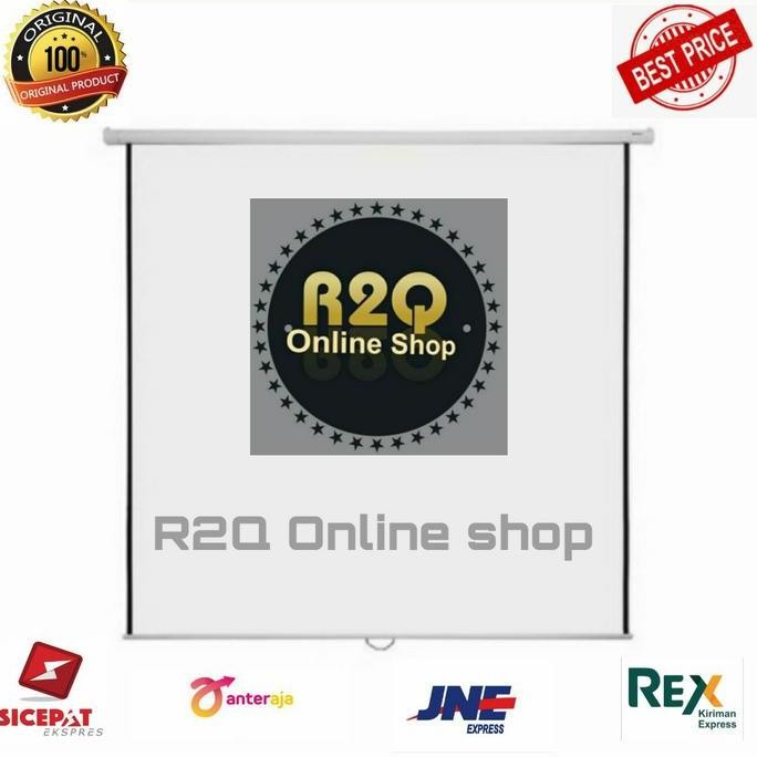 layar proyektor manual 150 Inch / Screen projector wall mount 150inch