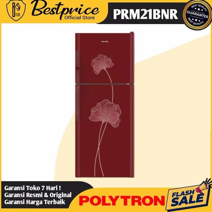 TERMURAH - KULKAS 2 PINTU POLYTRON PRM-21BNR PRM 21BNR TEMPERED GLASS LOW WATT