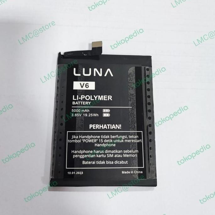 TERLARIS - BATTERY V6 / V6 ( 3GB ) LUNA ORIGINAL 100%
