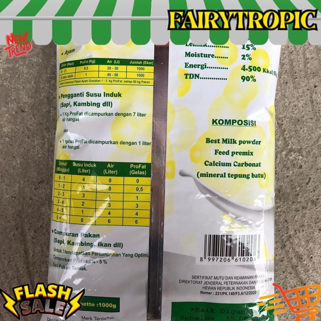 PREMIUM PROFAT 1 KG SUSU FORMULA HEWAN Pengganti susu Indukan hewan ternak sapi,kuda,kelinci,ayam,ik