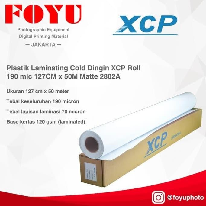 

TERMURAH - Plastik Laminating Dingin XCP Roll 190 mic 127CM x 50M Matte 2802A