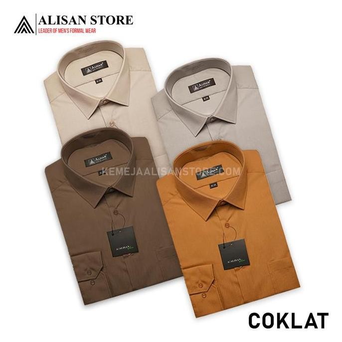KEMEJA ALISAN POLOS ORIGINAL COKLAT PANJANG REGULER (C1, C2, C6, C7) HS