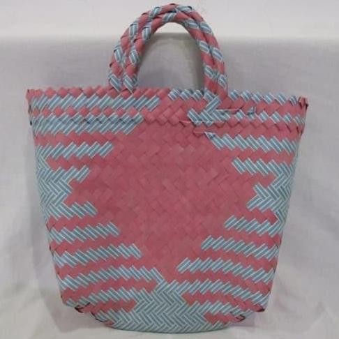 (Good) Keranjang belanja Mini Anyaman Plastik Warna/Tas Pasar/Kantong Belanja