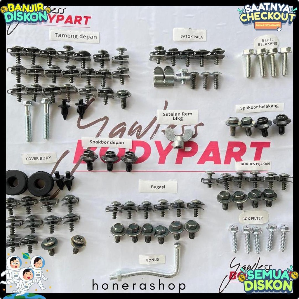 Cod Baut Bodi Motor Mio J Dan Mio Gt Full Set/Baut Body Motor Mio J/Baut Body Motor Mio Gt