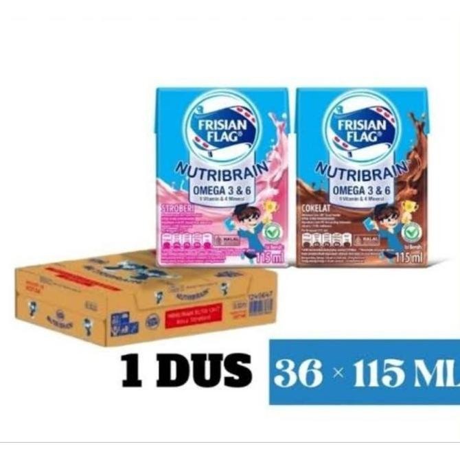(Good) Frisian Flag Nutribrain Milky Susu 115ml 1 Dus Isi 36 Kotak Cokelat Strawberry All Variant