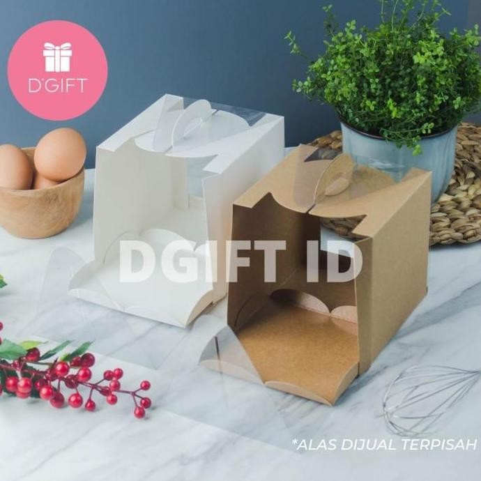 (Good) Dus Kotak Chiffon Mini Mika Tart Mini Transparan Korean Cake Box