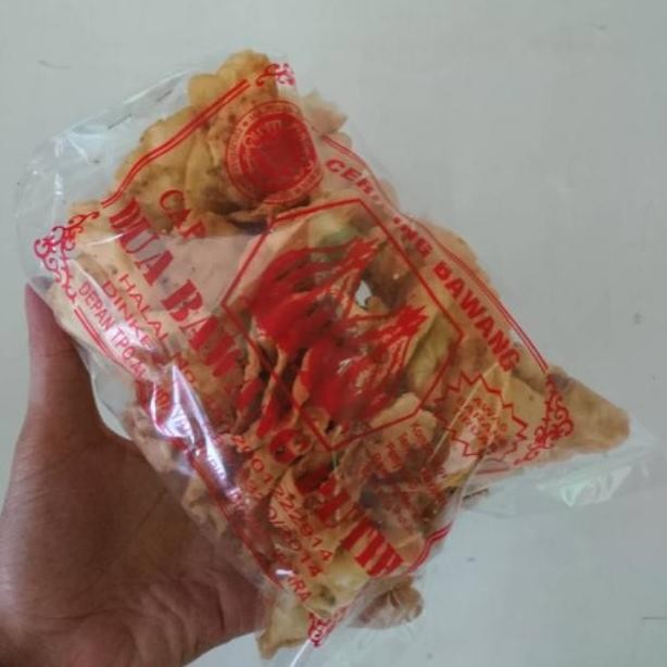 KRUPUK BAWANG/ KRIPIK BAWANG/ KRIPIK PANGSIT MAKANAN RINGAN GURIH RENYAH CAP 2 BAWANG KHAS JEPARA at