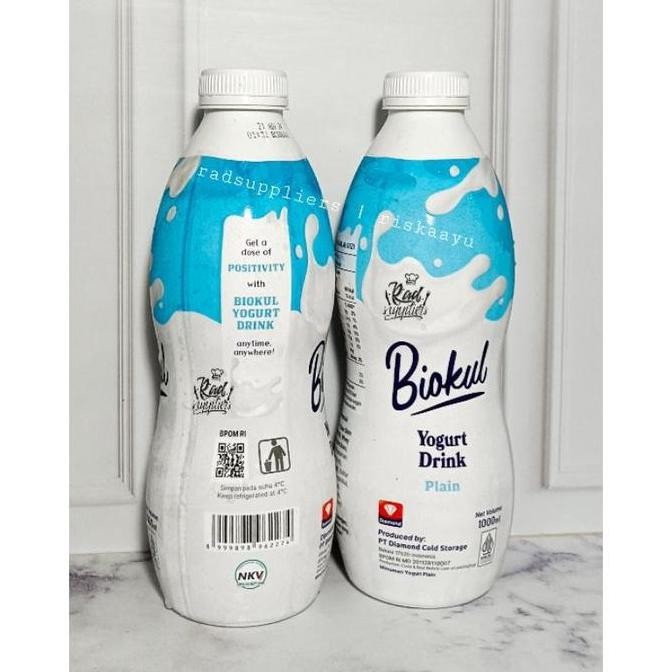 (Good) Biokul Drink Yogurt Plain 1Liter, Minuman Yogurt Cair Rasa Original Plain, Kemasan 1Liter, Ha