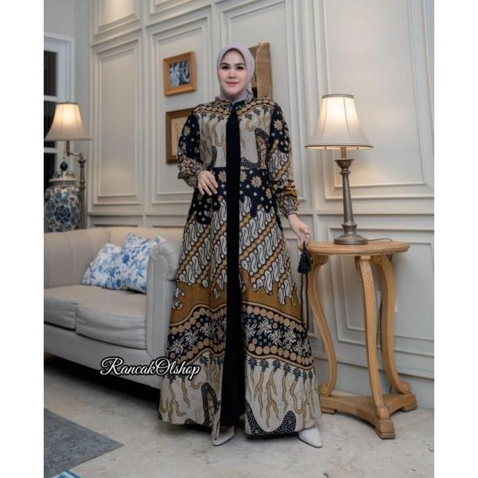 DRESS BATIK KOMBINASI JETBLACK PREMIUM STANDAR JUMBO GAMIS BATIK PESTA TERLARIS PL