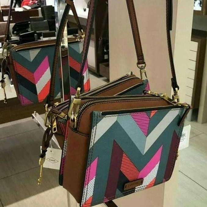 ready stock Fossil Campbell Crossbody Chevron