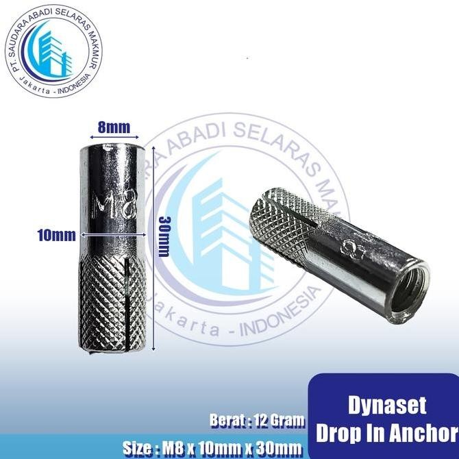 Dynaset M8 / Dinaset M8 / Drop In Anchor M8 / Dynaset 8mm baut  tanam baut cakar